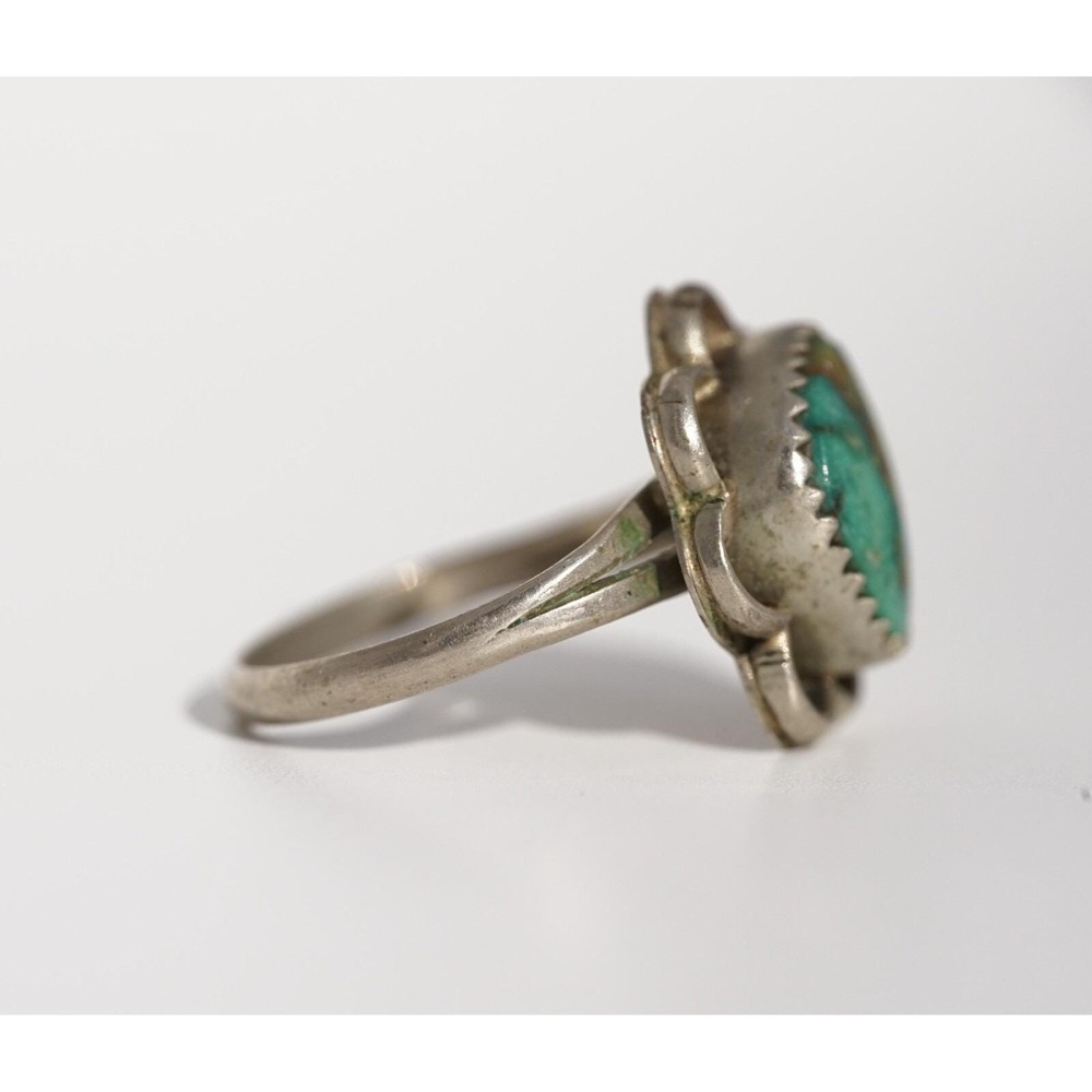 Old Pawn Native American Indian Sterling Silver Turquoise Ring - Size 6.75‎ - Picture 2 of 5